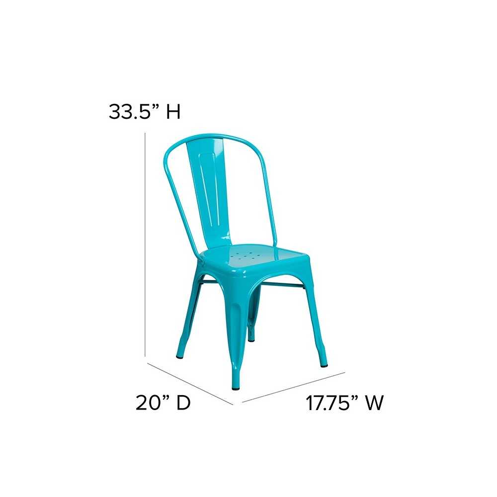 Commercial Grade Crystal Teal-Blue Metal Indoor-Outdoor Stackable Chair