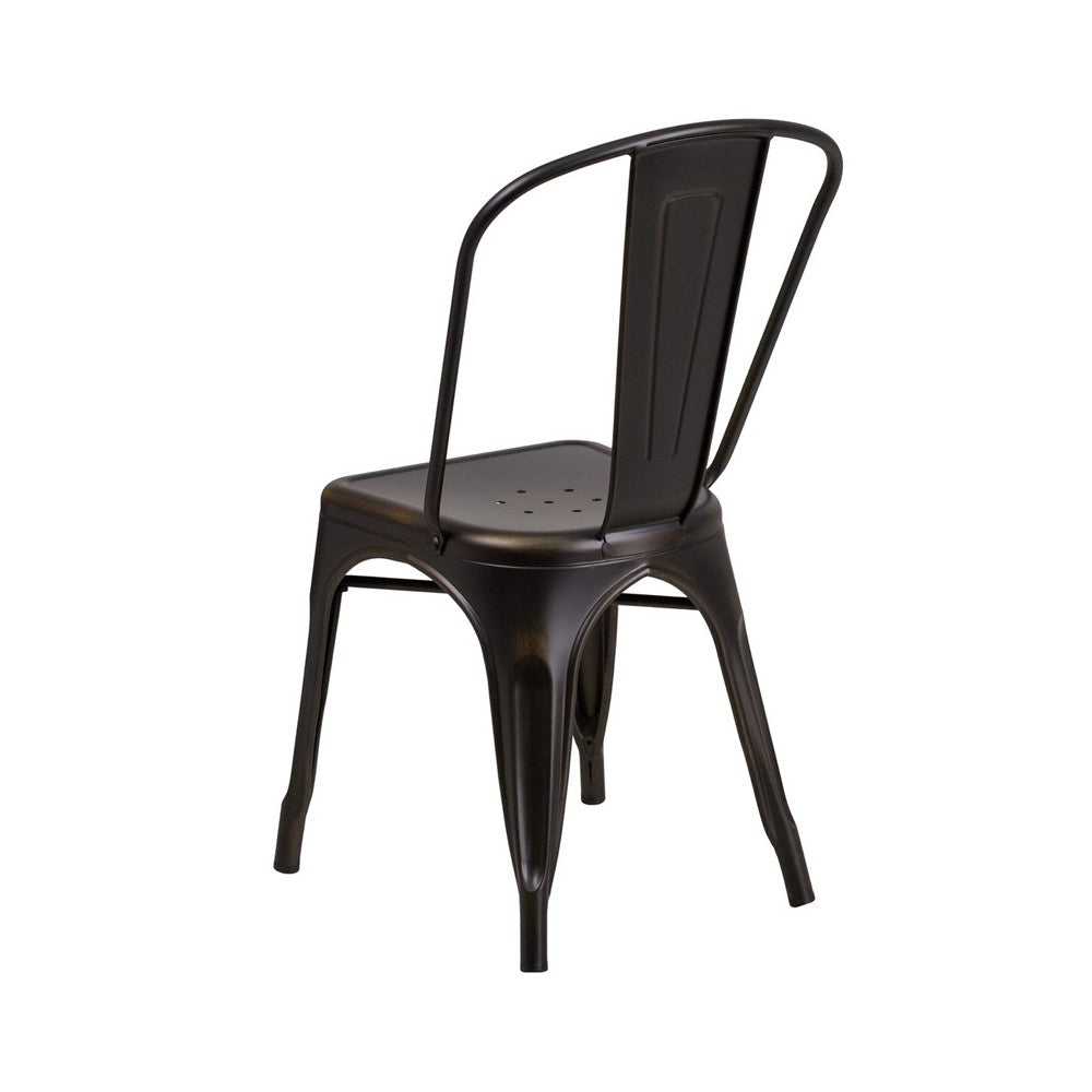 Commercial Grade Distressed Copper Metal Indoor-Outdoor Stackable Chair
