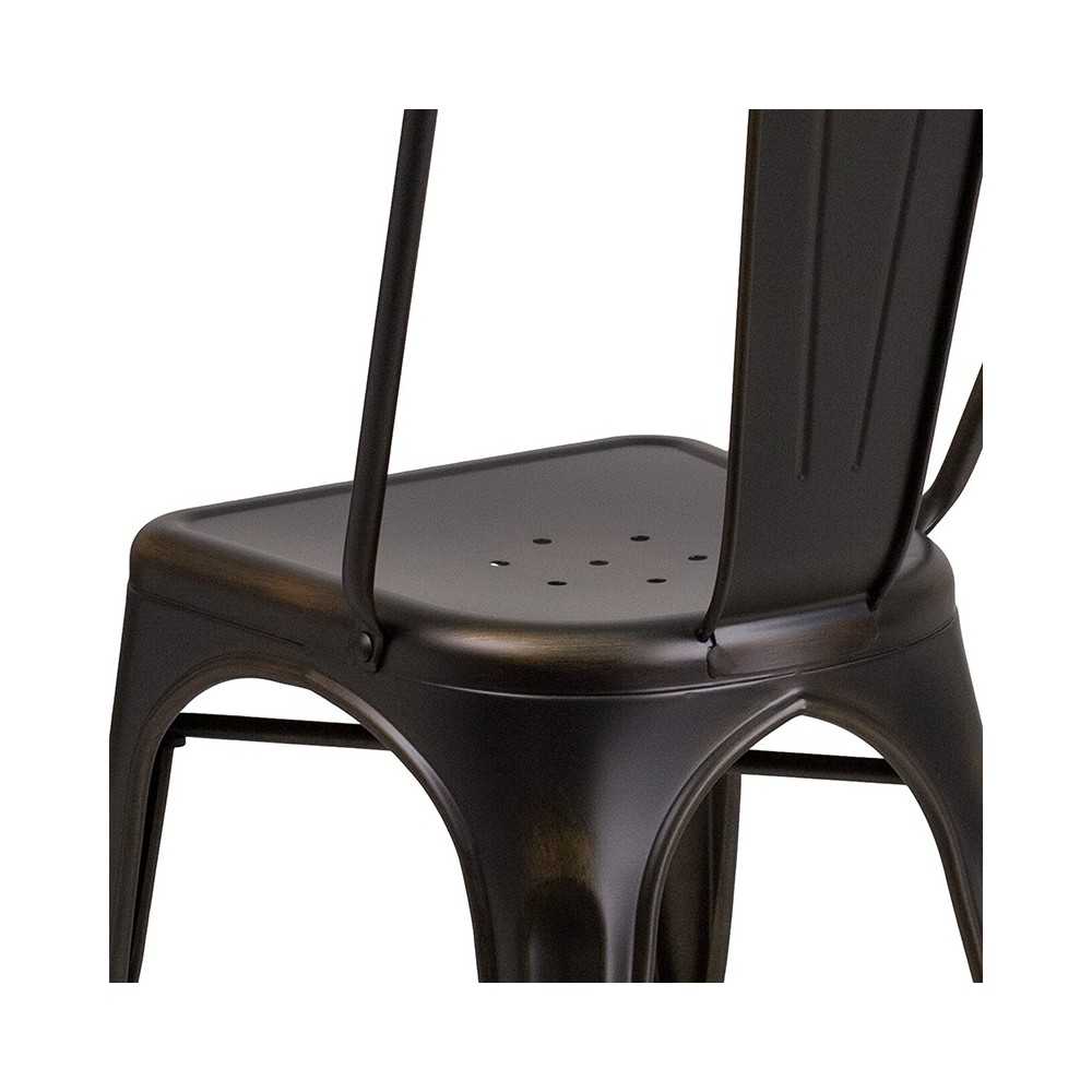 Commercial Grade Distressed Copper Metal Indoor-Outdoor Stackable Chair