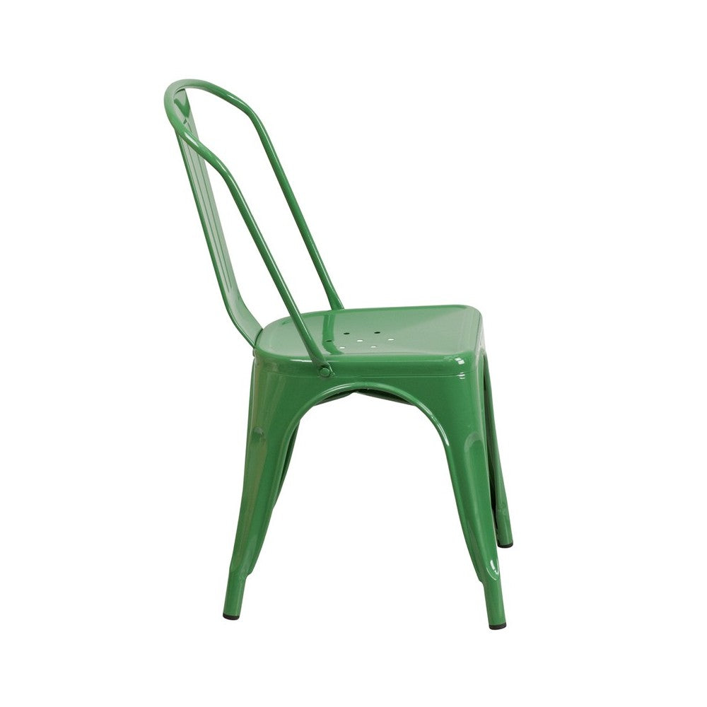 Commercial Grade Green Metal Indoor-Outdoor Stackable Chair
