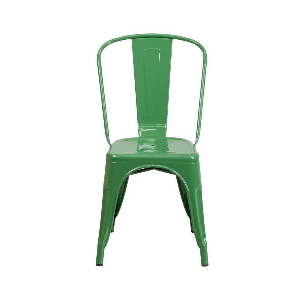 Commercial Grade Green Metal Indoor-Outdoor Stackable Chair