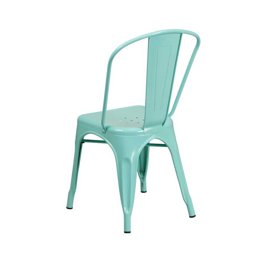 Commercial Grade Mint Green Metal Indoor-Outdoor Stackable Chair