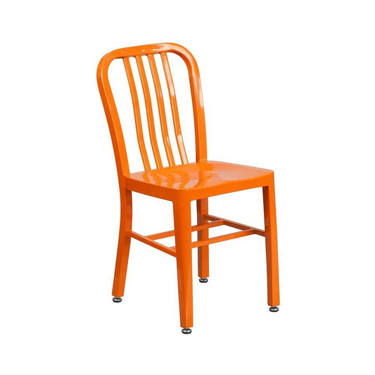 Commercial Grade Orange Metal Indoor-Outdoor Chair