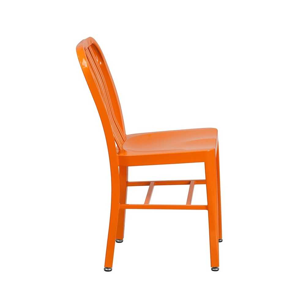Commercial Grade Orange Metal Indoor-Outdoor Chair