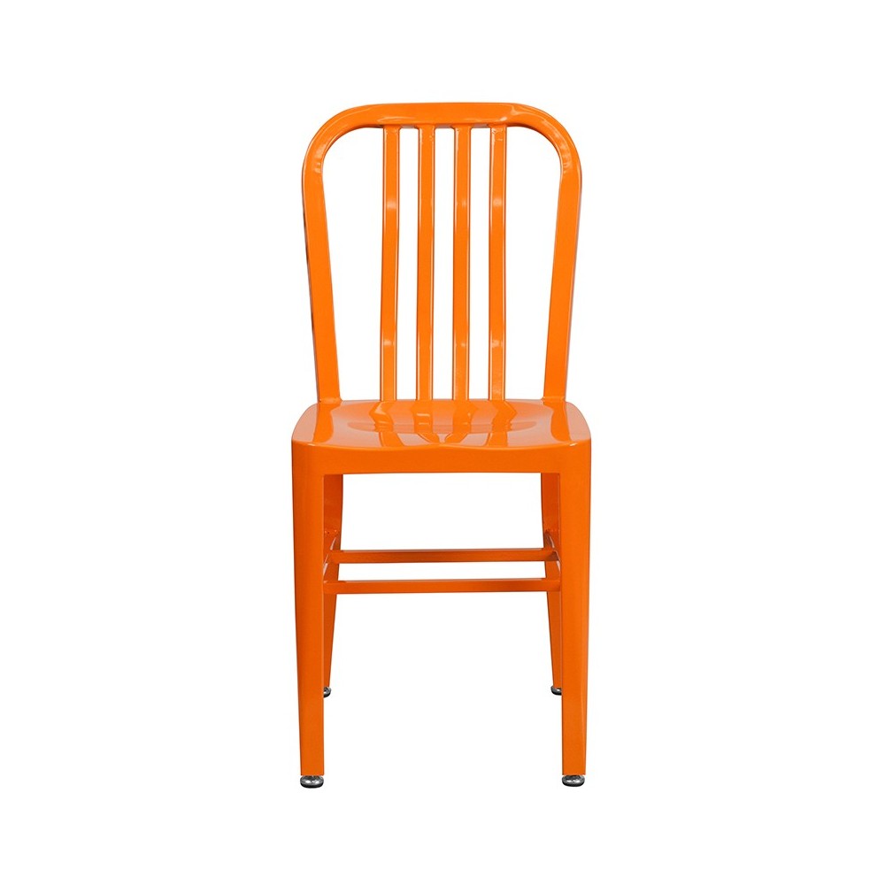 Commercial Grade Orange Metal Indoor-Outdoor Chair