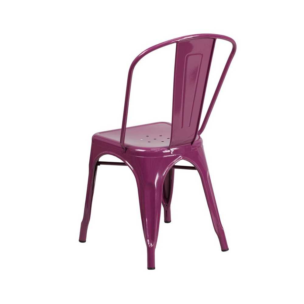 Commercial Grade Purple Metal Indoor-Outdoor Stackable Chair