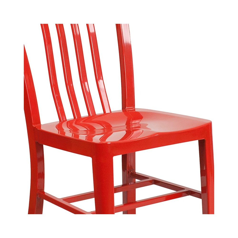 Commercial Grade Red Metal Indoor-Outdoor Chair