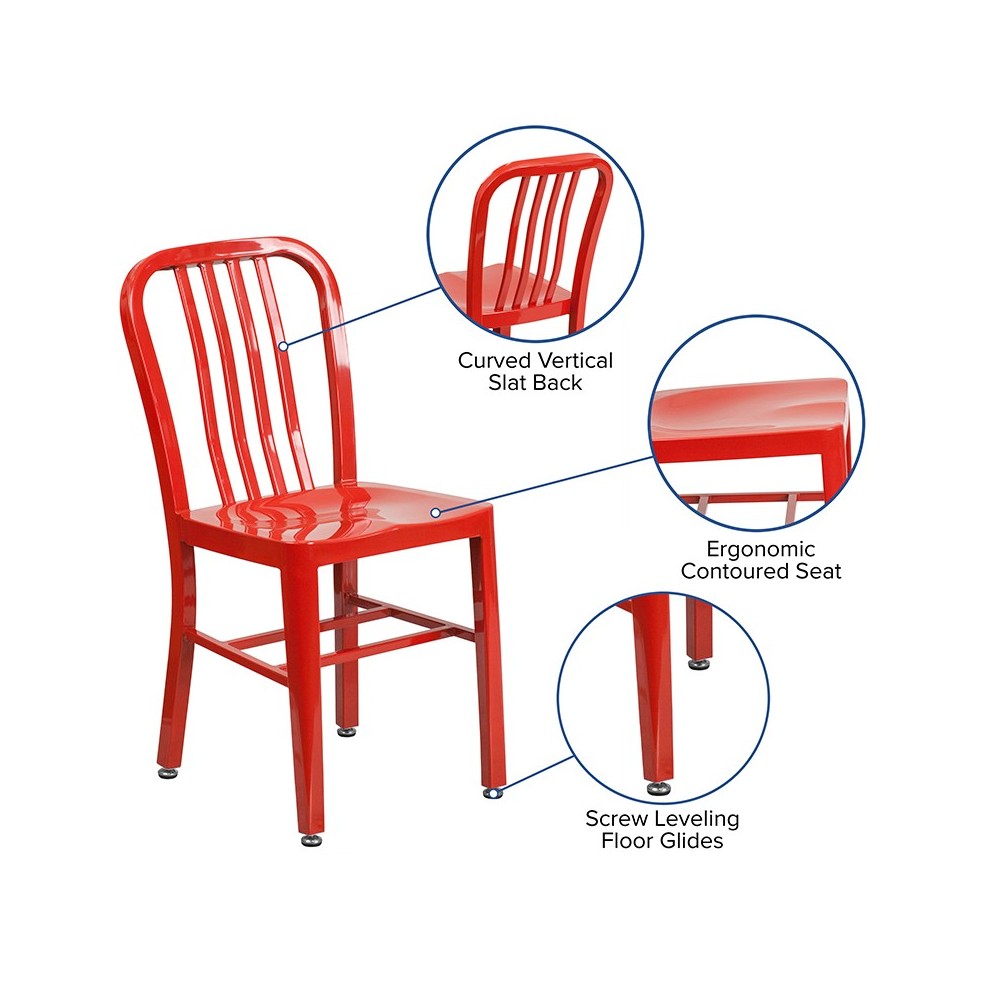 Commercial Grade Red Metal Indoor-Outdoor Chair