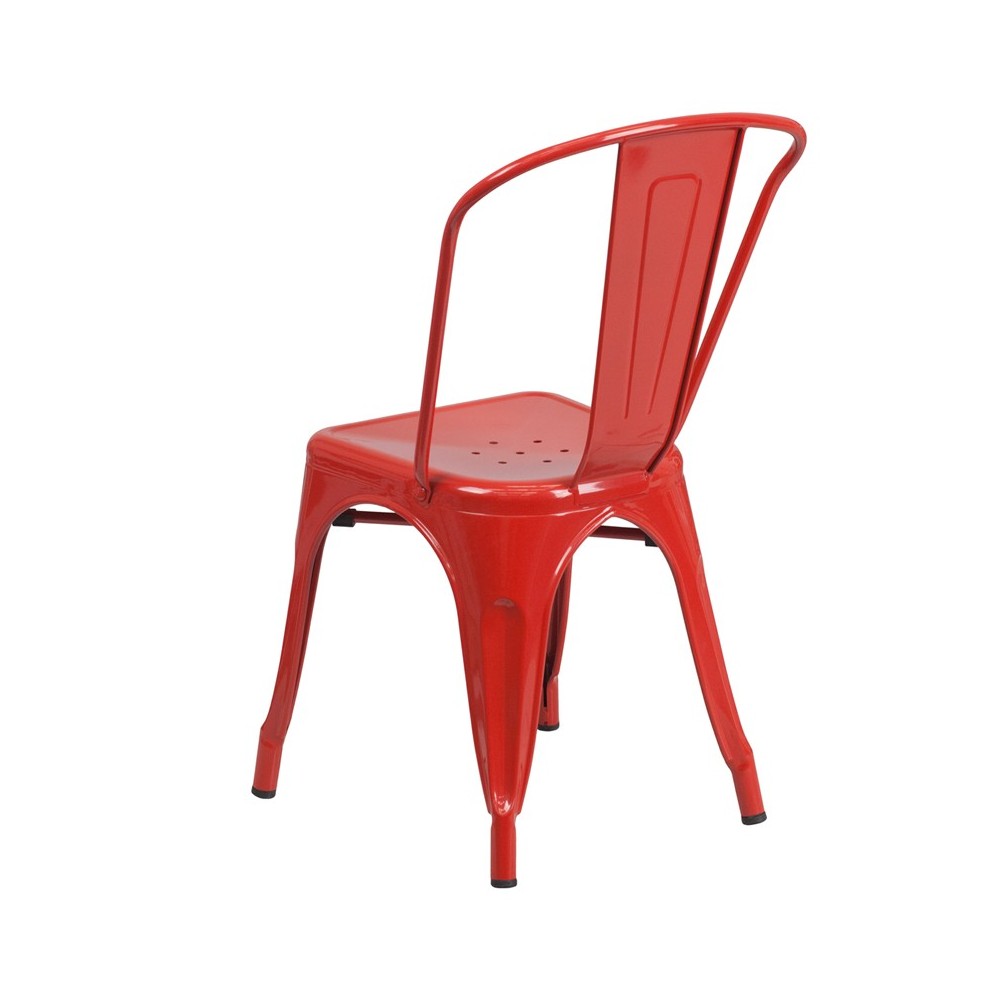 Commercial Grade Red Metal Indoor-Outdoor Stackable Chair