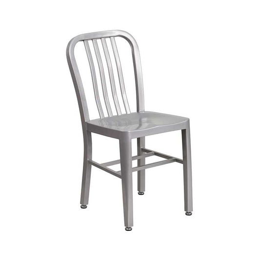 Commercial Grade Silver Metal Indoor-Outdoor Chair
