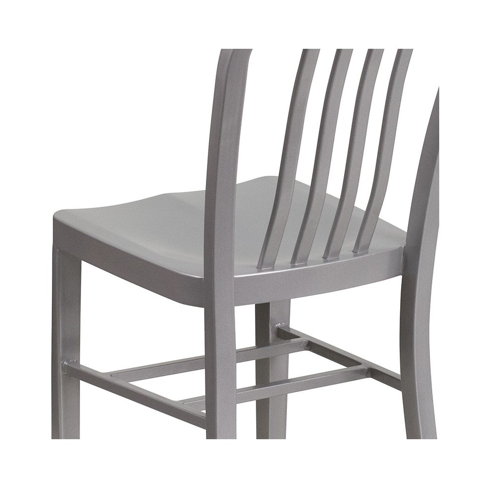 Commercial Grade Silver Metal Indoor-Outdoor Chair