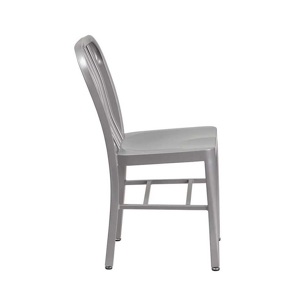 Commercial Grade Silver Metal Indoor-Outdoor Chair
