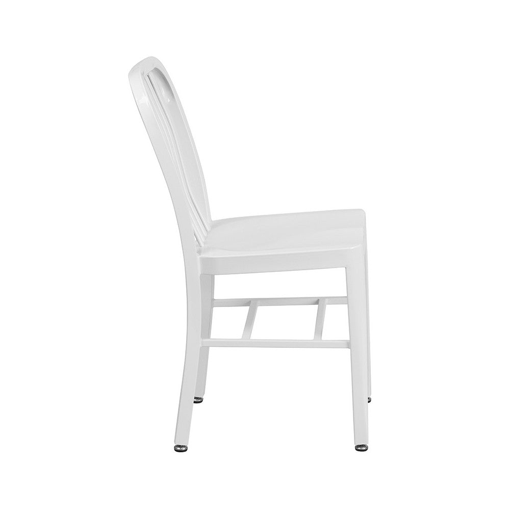 Commercial Grade White Metal Indoor-Outdoor Chair