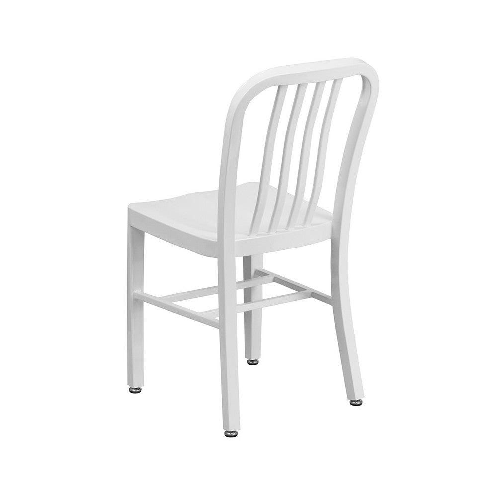 Commercial Grade White Metal Indoor-Outdoor Chair