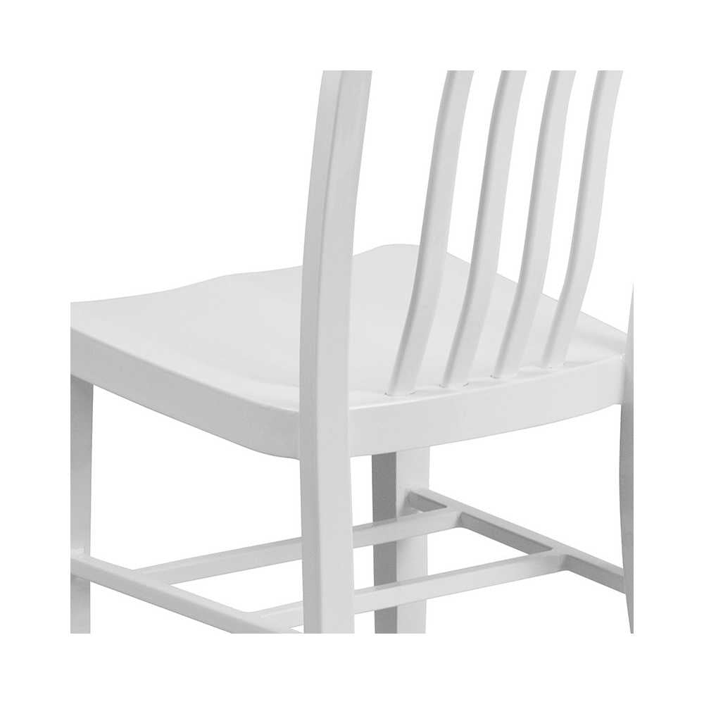 Commercial Grade White Metal Indoor-Outdoor Chair