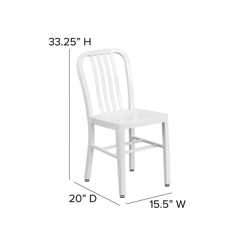 Commercial Grade White Metal Indoor-Outdoor Chair