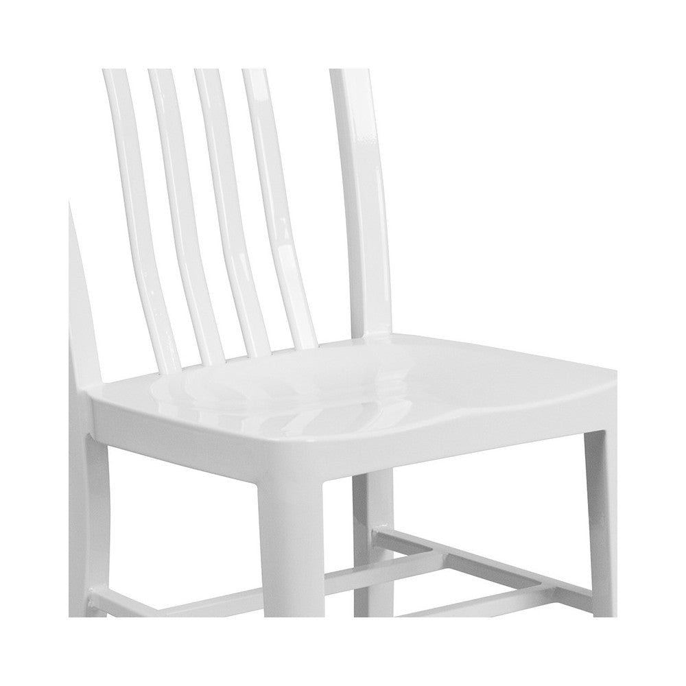 Commercial Grade White Metal Indoor-Outdoor Chair