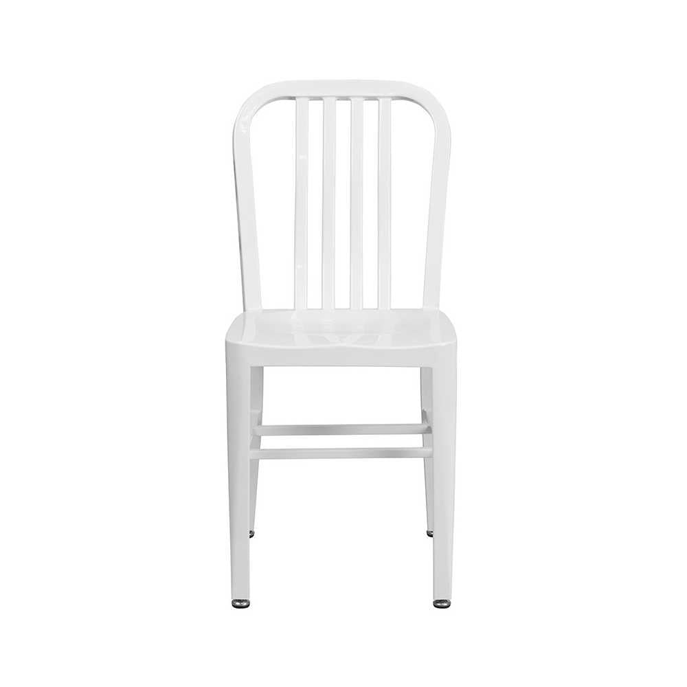 Commercial Grade White Metal Indoor-Outdoor Chair