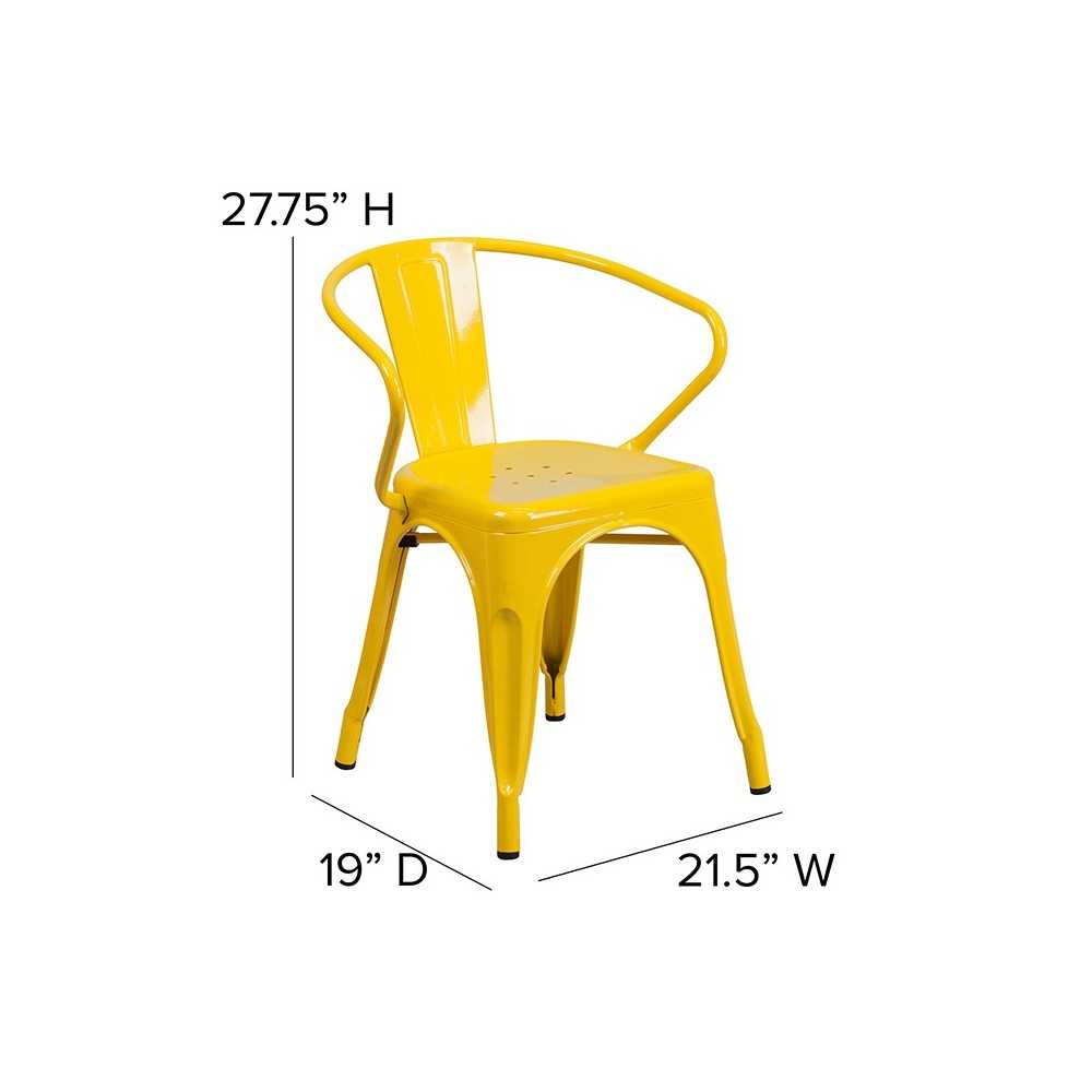 Commercial Grade Yellow Metal Indoor-Outdoor Chair with Arms