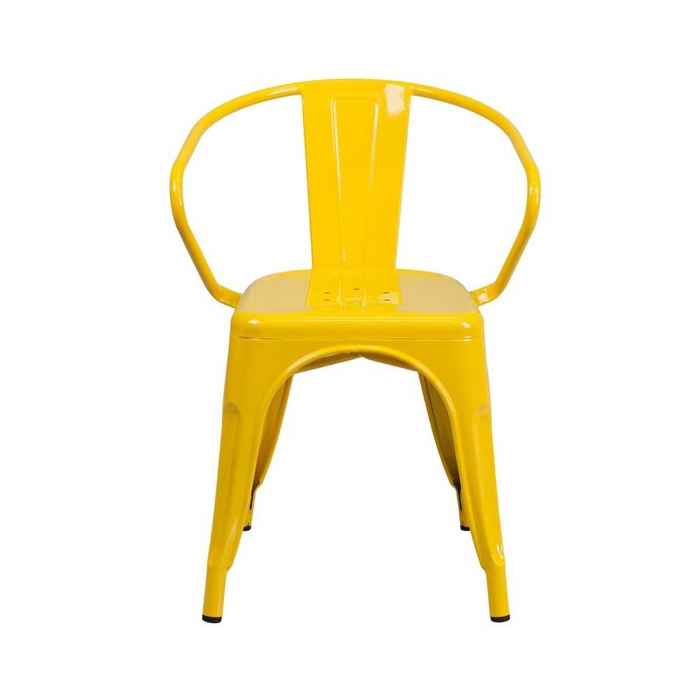 Commercial Grade Yellow Metal Indoor-Outdoor Chair with Arms