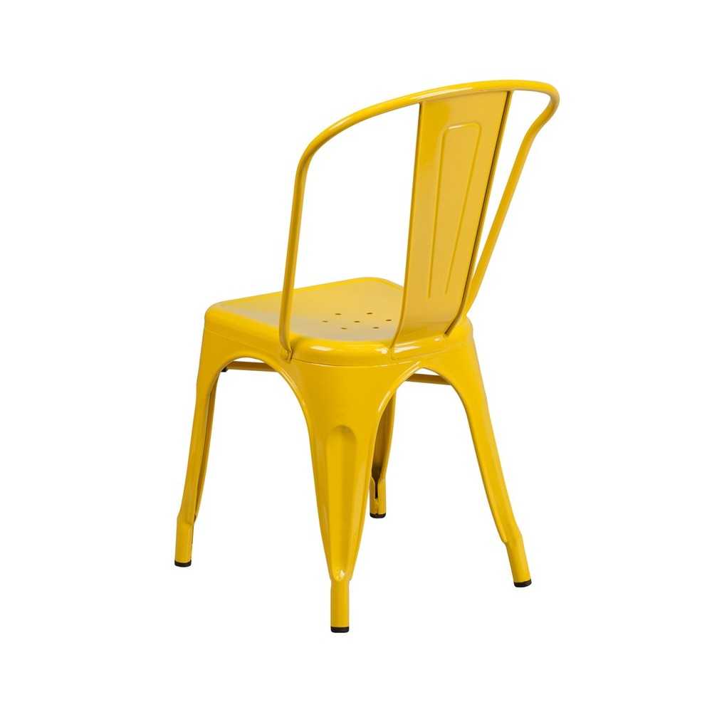 Commercial Grade Yellow Metal Indoor-Outdoor Stackable Chair