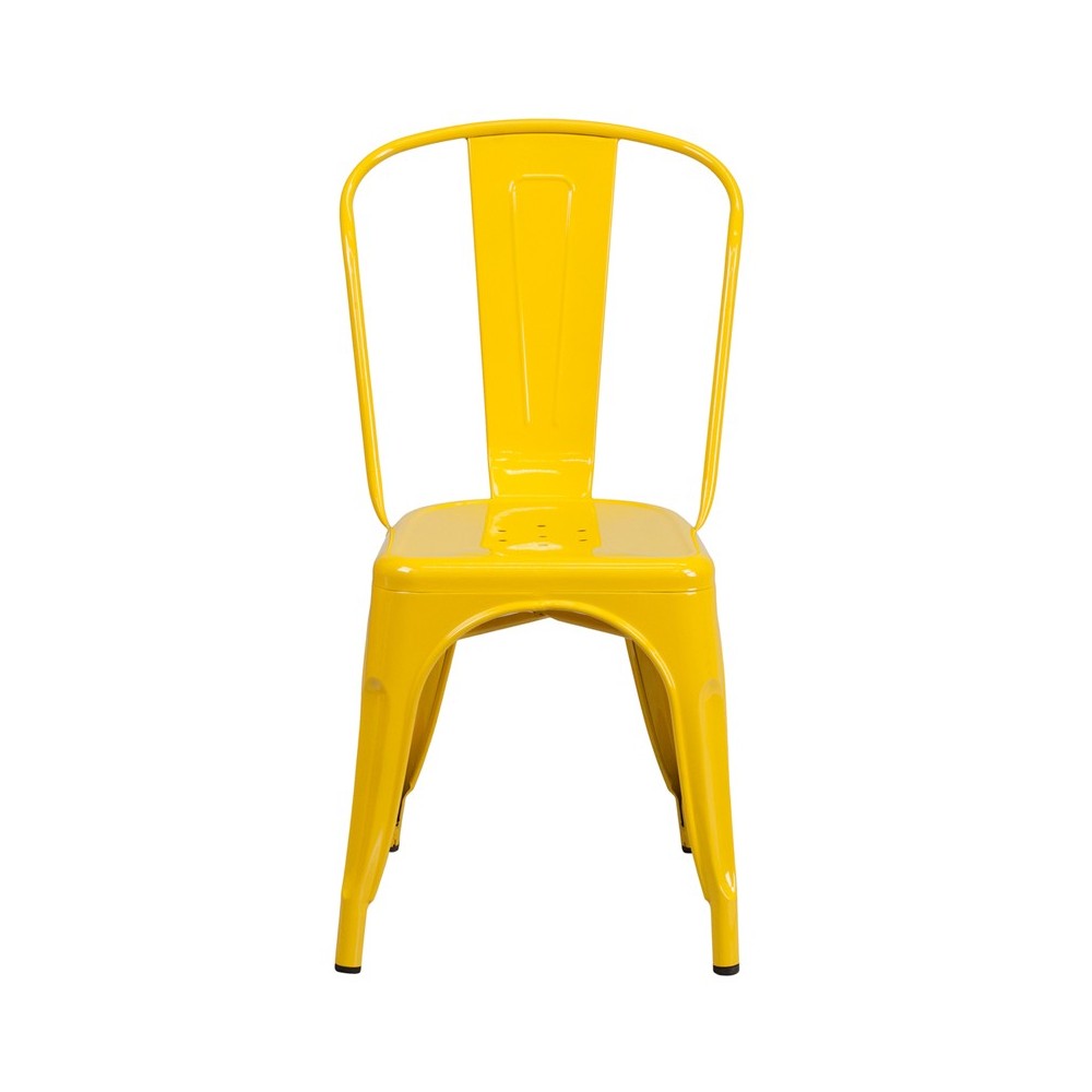 Commercial Grade Yellow Metal Indoor-Outdoor Stackable Chair