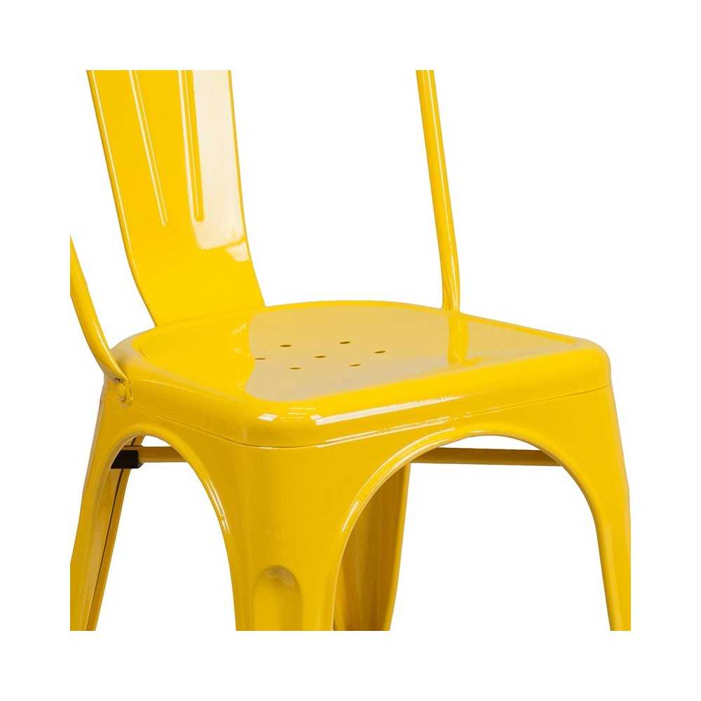 Commercial Grade Yellow Metal Indoor-Outdoor Stackable Chair