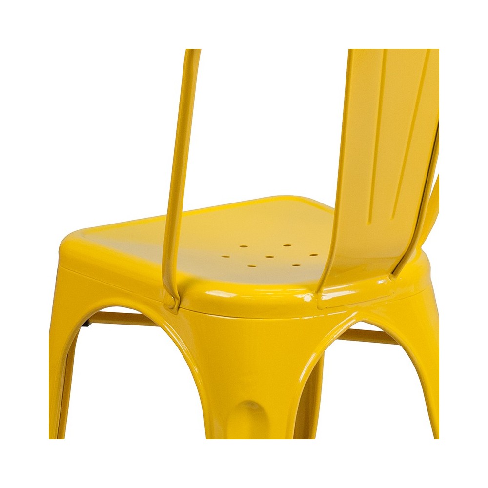 Commercial Grade Yellow Metal Indoor-Outdoor Stackable Chair