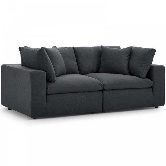 Commix Down Filled Overstuffed 2 Piece Sectional Sofa Set, Gray