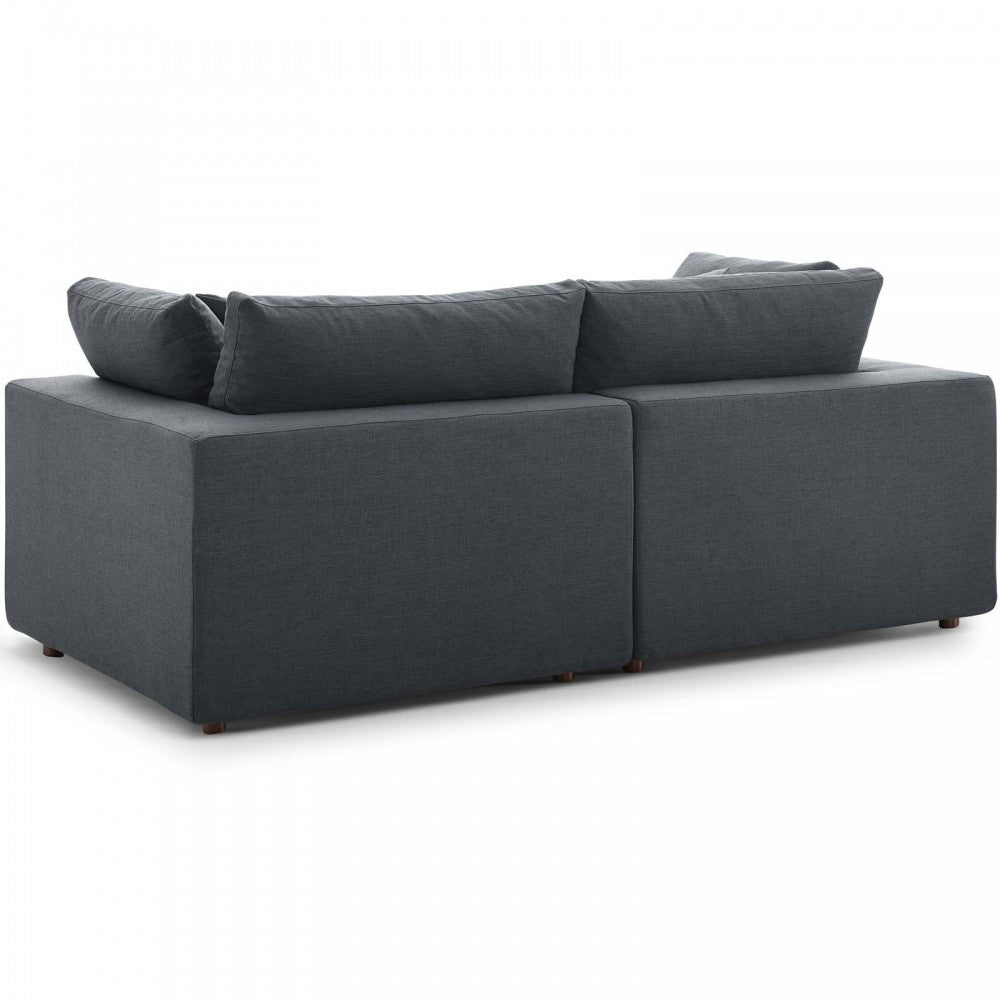 Commix Down Filled Overstuffed 2 Piece Sectional Sofa Set, Gray