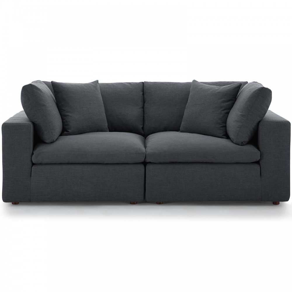 Commix Down Filled Overstuffed 2 Piece Sectional Sofa Set, Gray