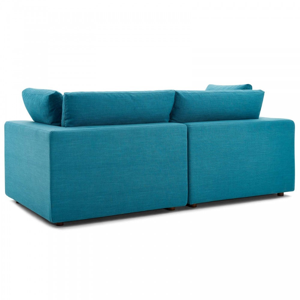 Commix Down Filled Overstuffed 2 Piece Sectional Sofa Set, Teal