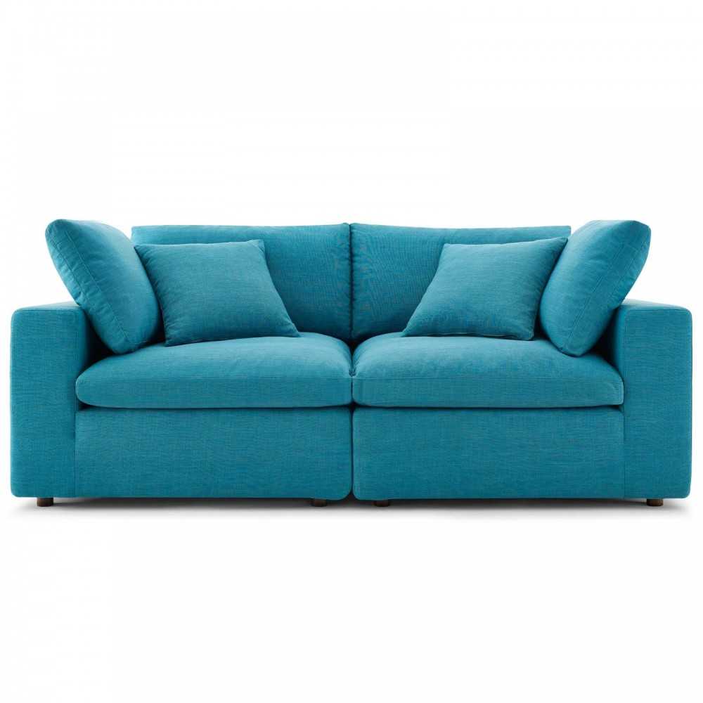 Commix Down Filled Overstuffed 2 Piece Sectional Sofa Set, Teal