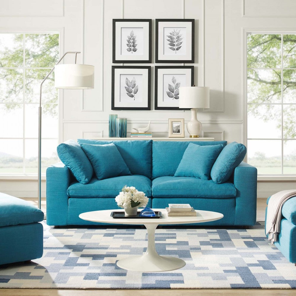 Commix Down Filled Overstuffed 2 Piece Sectional Sofa Set, Teal