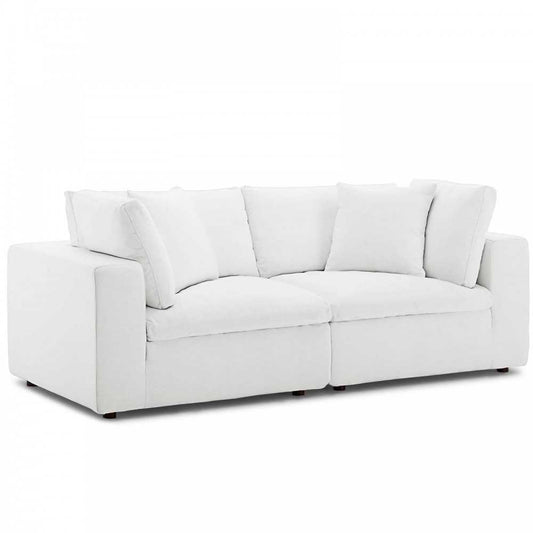 Commix Down Filled Overstuffed 2 Piece Sectional Sofa Set, White
