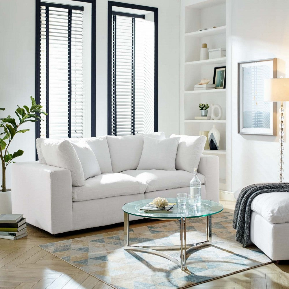 Commix Down Filled Overstuffed 2 Piece Sectional Sofa Set, White