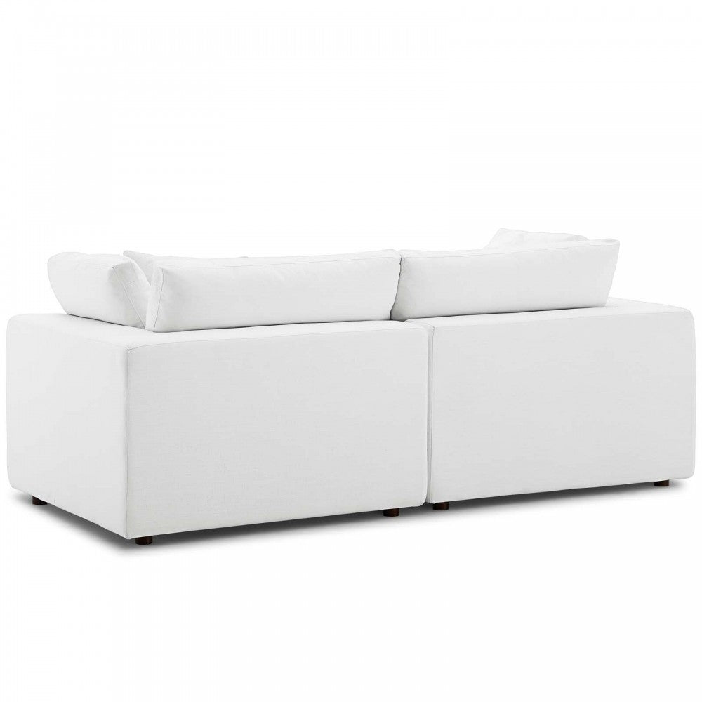 Commix Down Filled Overstuffed 2 Piece Sectional Sofa Set, White