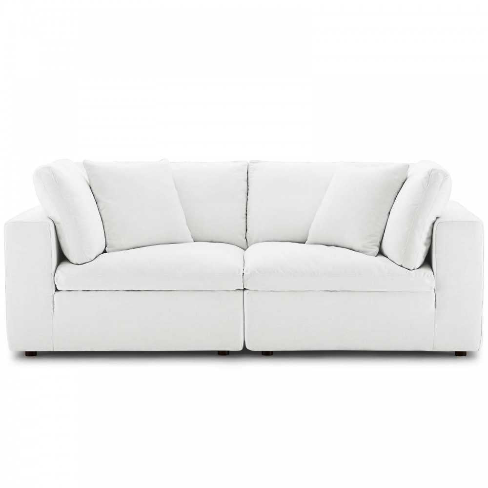 Commix Down Filled Overstuffed 2 Piece Sectional Sofa Set, White