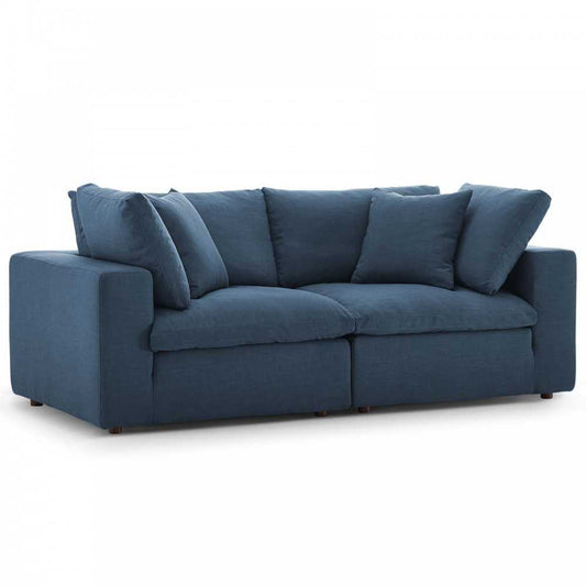Commix Down Filled Overstuffed 2 Piece Sectional Sofa Set, Azure