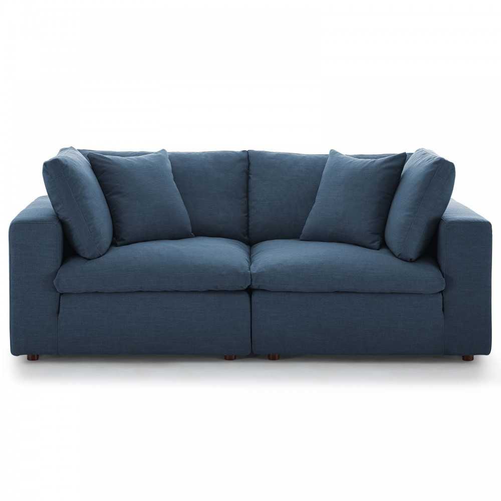 Commix Down Filled Overstuffed 2 Piece Sectional Sofa Set, Azure