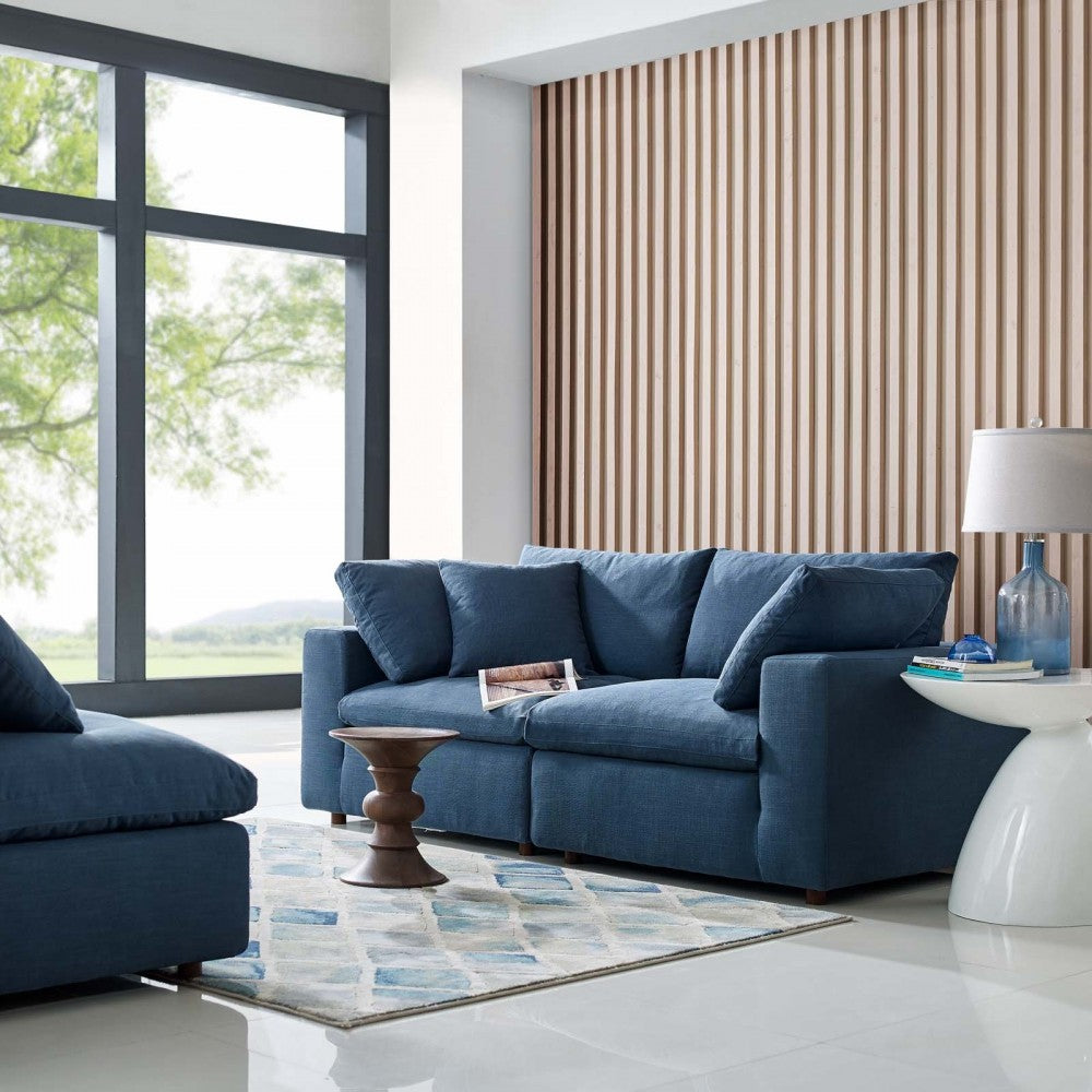 Commix Down Filled Overstuffed 2 Piece Sectional Sofa Set, Azure