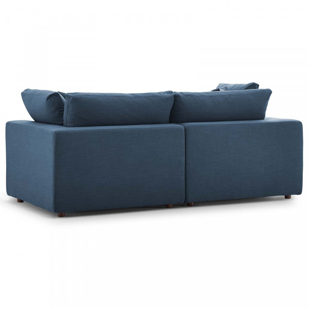 Commix Down Filled Overstuffed 2 Piece Sectional Sofa Set, Azure