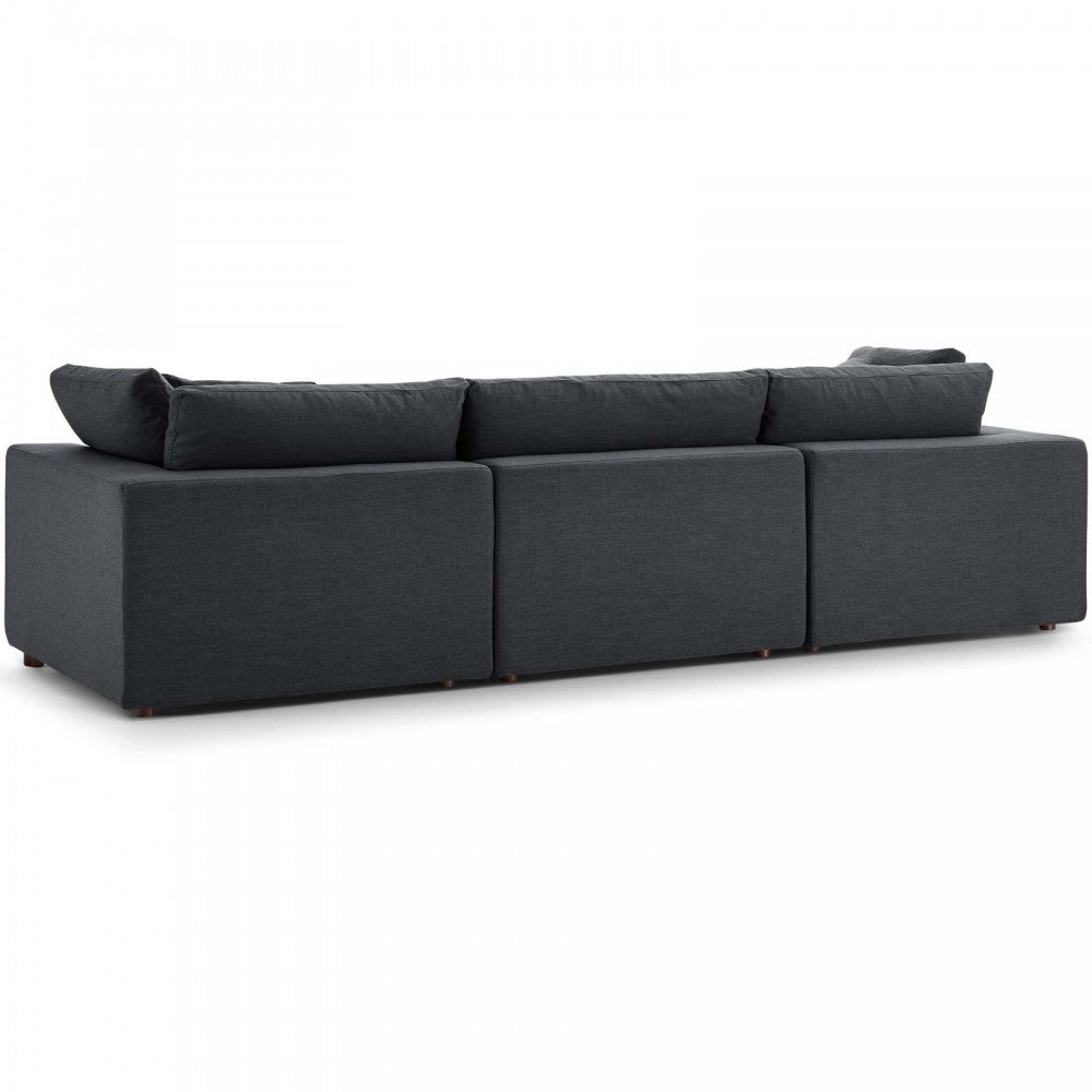 Commix Down Filled Overstuffed 3 Piece Sectional Sofa Set, Gray
