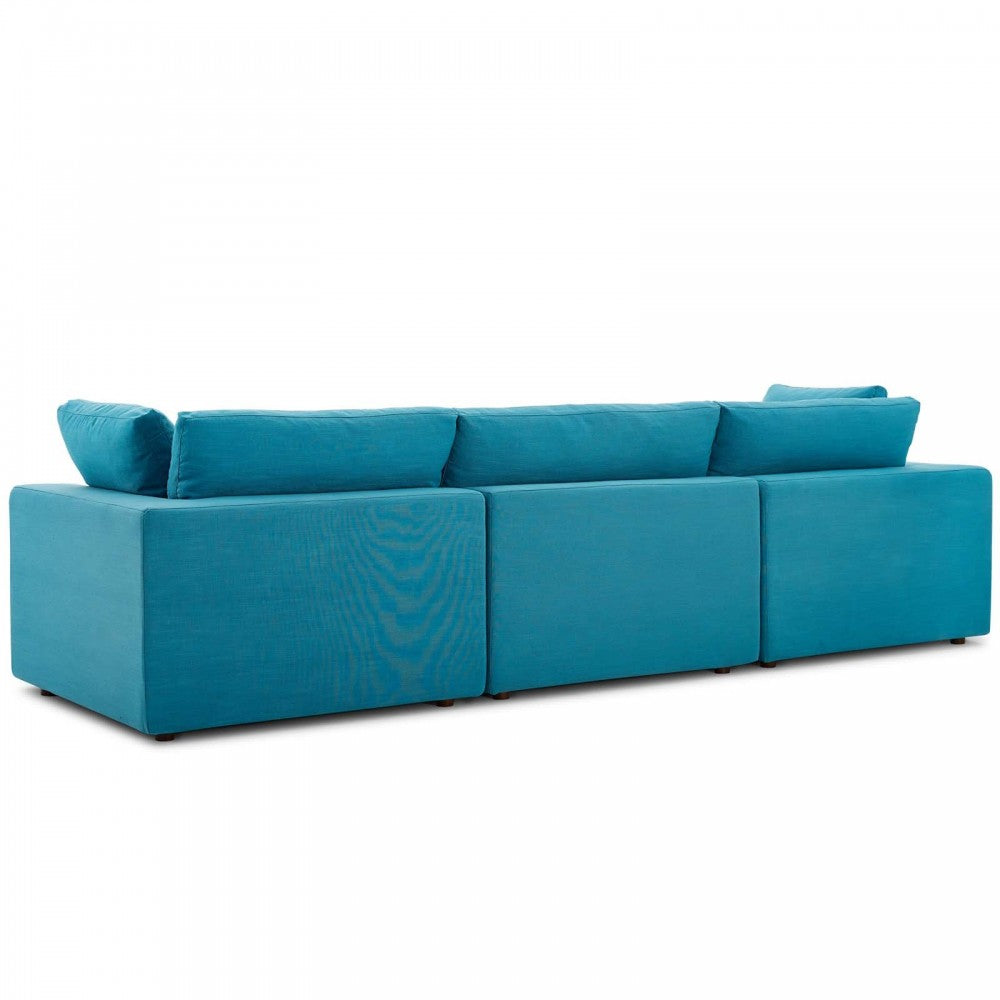 Commix Down Filled Overstuffed 3 Piece Sectional Sofa Set, Teal