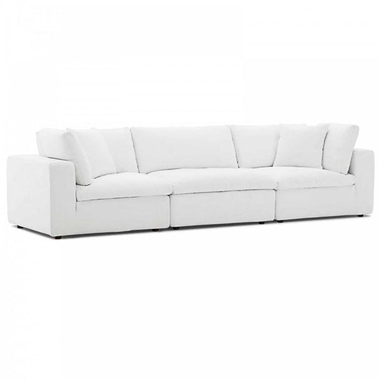 Commix Down Filled Overstuffed 3 Piece Sectional Sofa Set, White