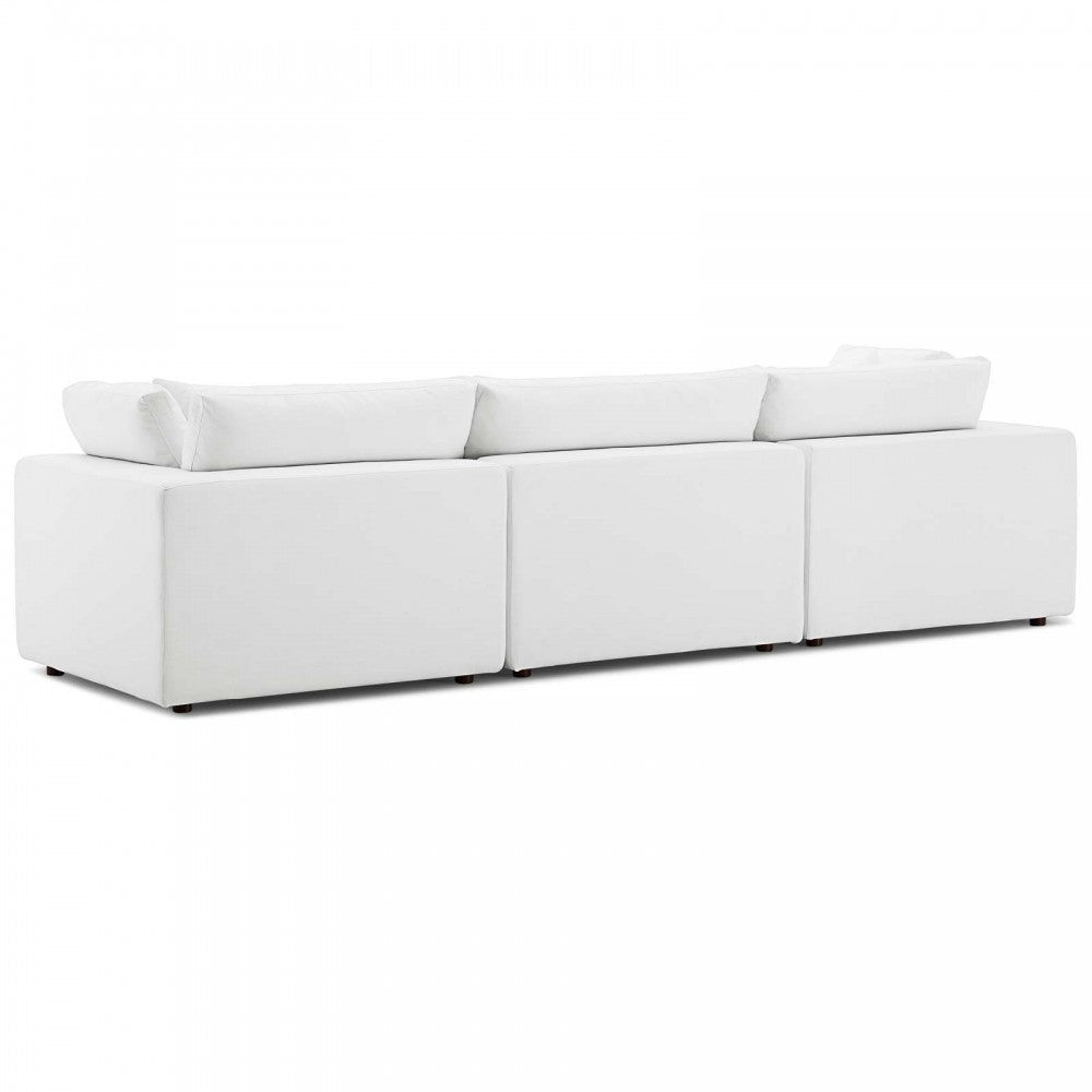 Commix Down Filled Overstuffed 3 Piece Sectional Sofa Set, White