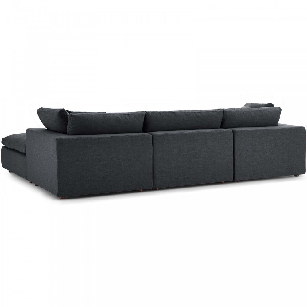 Commix Down Filled Overstuffed 4 Piece Sectional Sofa Set, Gray, EEI-3356-GRY