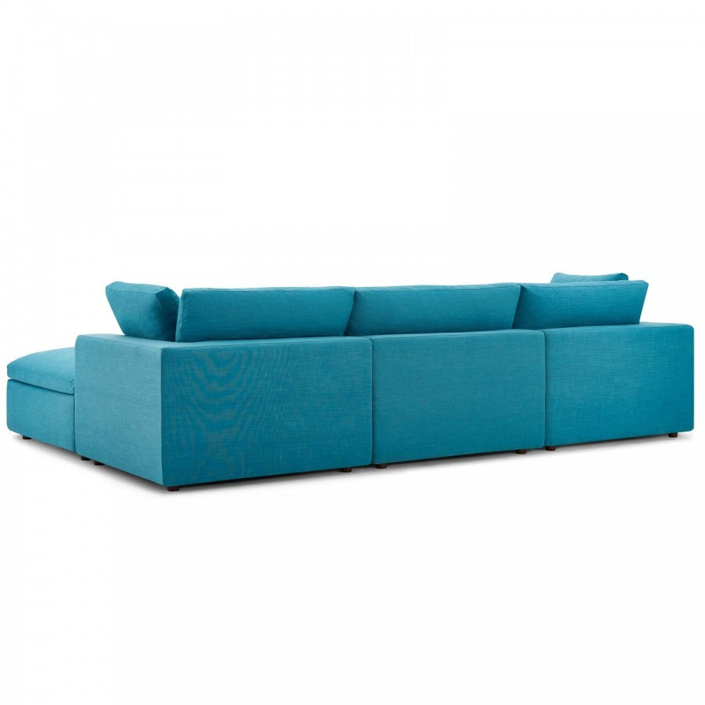 Commix Down Filled Overstuffed 4 Piece Sectional Sofa Set, Teal, EEI-3356-TEA