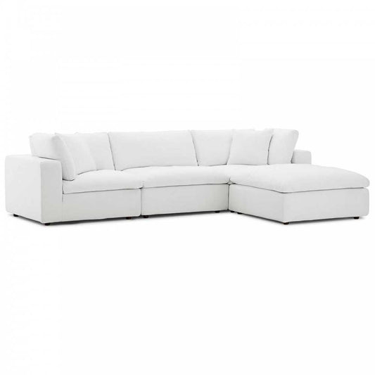 Commix Down Filled Overstuffed 4 Piece Sectional Sofa Set, White, EEI-3356-WHI