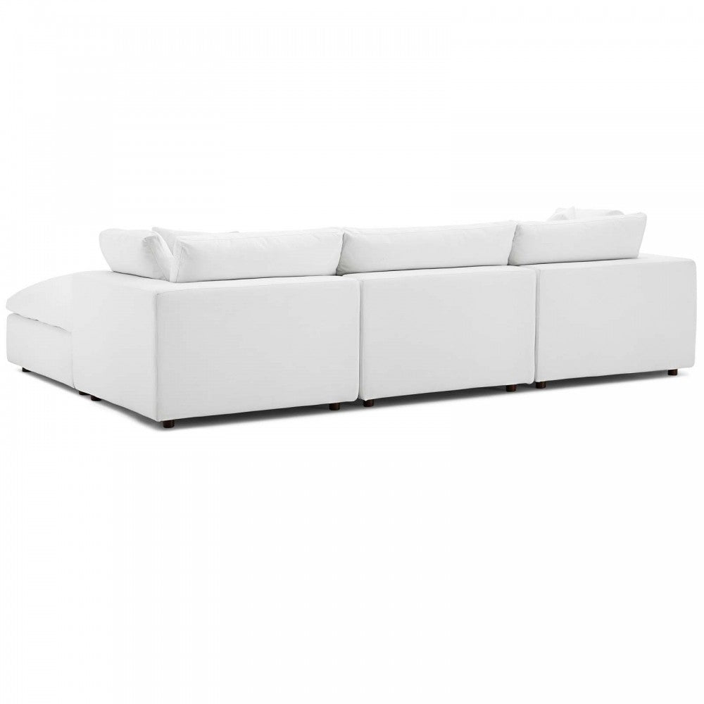 Commix Down Filled Overstuffed 4 Piece Sectional Sofa Set, White, EEI-3356-WHI